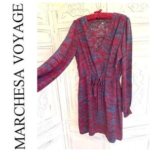 NWOT 100% Silk Marchesa Voyage Wrap Effect Dress